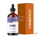 VIMERGY USDA Organic Zinc Suplemen untuk Perempuan & Pria (7.5mg Liquid Zinc Per Serving) Dukungan Cepat Absorbing Imune, Promotes Heally Bones & Skin, Vegan, Sampai 57 Servings (115 mL)