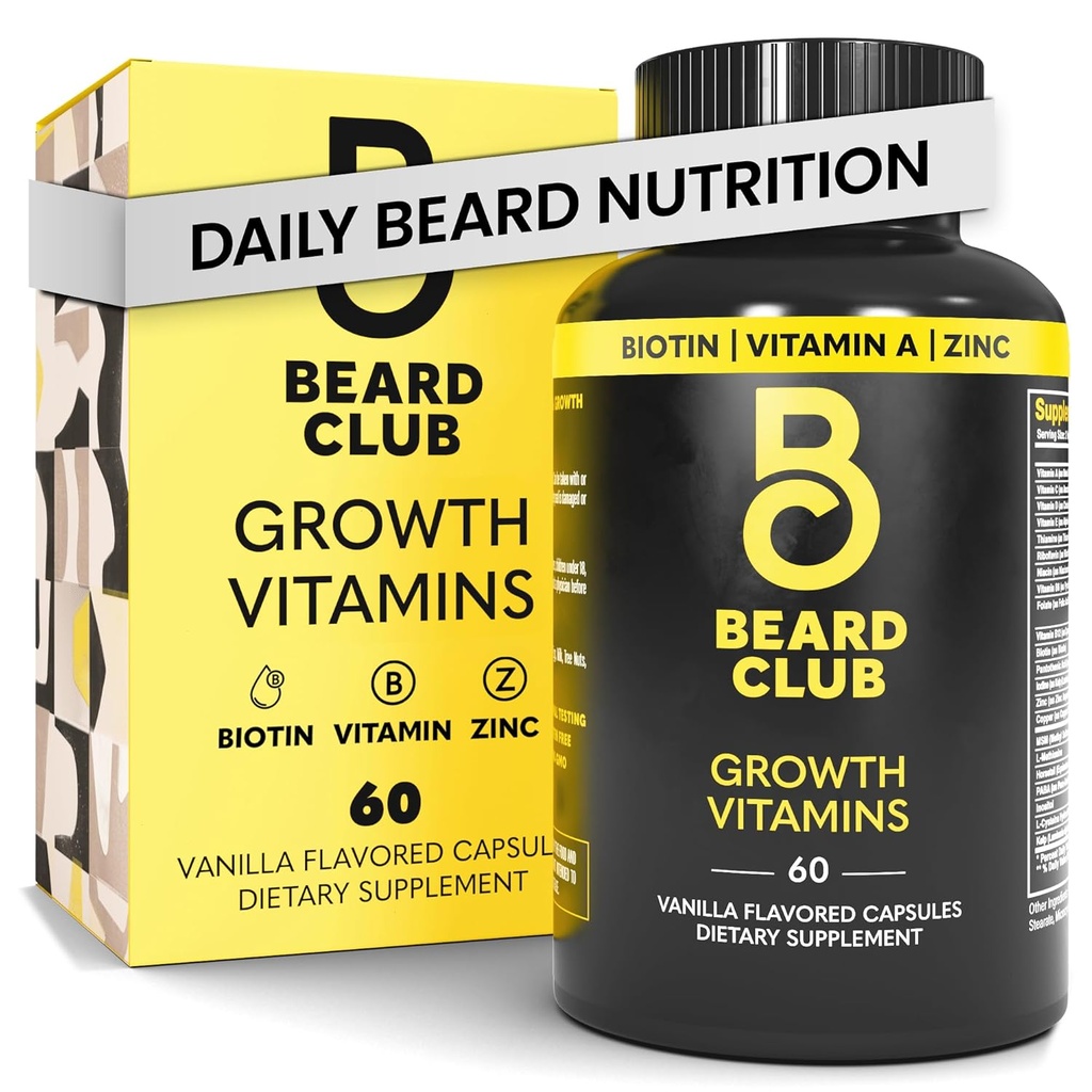 Klub Jenggot - Biotin Beard Growth Vitamin - Dukung A Thicker Fuller Beard, Isi dalam Patches - Mineces & Multi- Vitamin Bantu Dukungan dan Menstimulasi Pertumbuhan Rambut Healthier