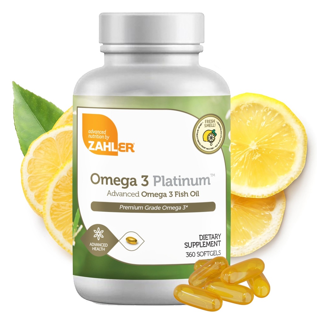 Zahler Omega 3 Minyak Ikan - Omega 3 Suplemen dengan Fatty Acids, 600 mg EPA dan 400 mg DHA - Suplemen dari Kosher Tuna - Mendukung Kesehatan Otak & Hati (360 Softgels)