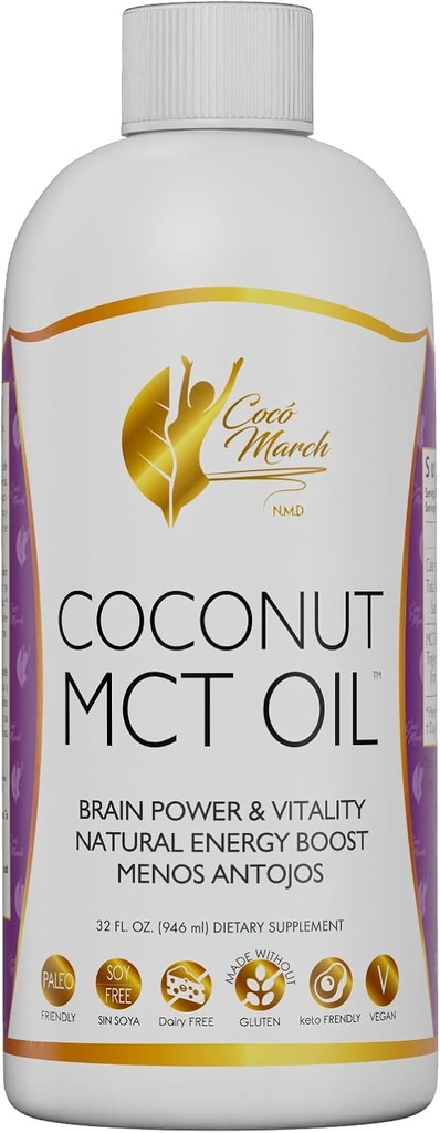 Coconut Maret N.M.D MCT Oil - Dukungan Terhubung, Metabolisme, Daya Otak Boost, Energi Alam dari Kelapa, Bebas dari Gluten, Dairy, Soy, Vegan & Keto- Friendly, 32 Fl Oz