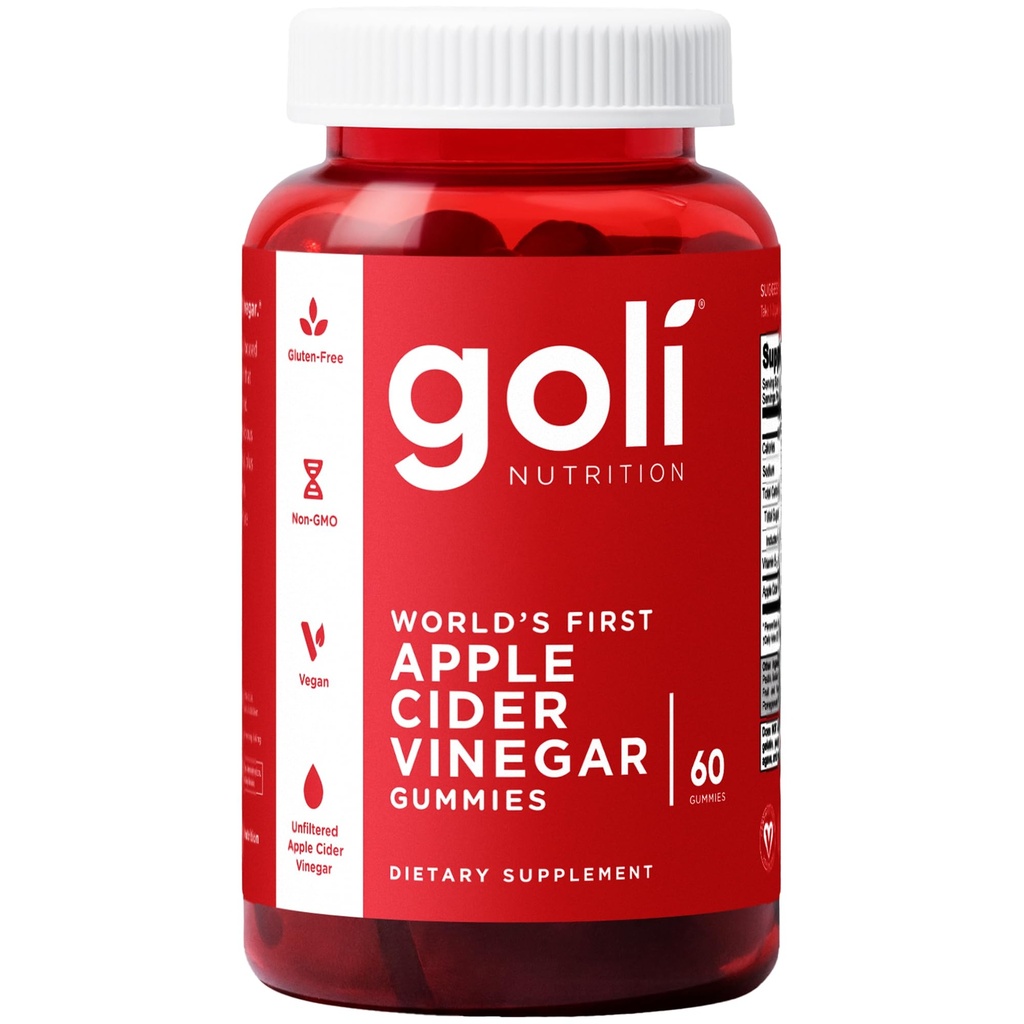 Goli Apple Cider Vinegar Gummy Vitamin - 60 Count - Vitamin B12, Glatin- Free, Gluten- Free, Vegan & Non- GMO