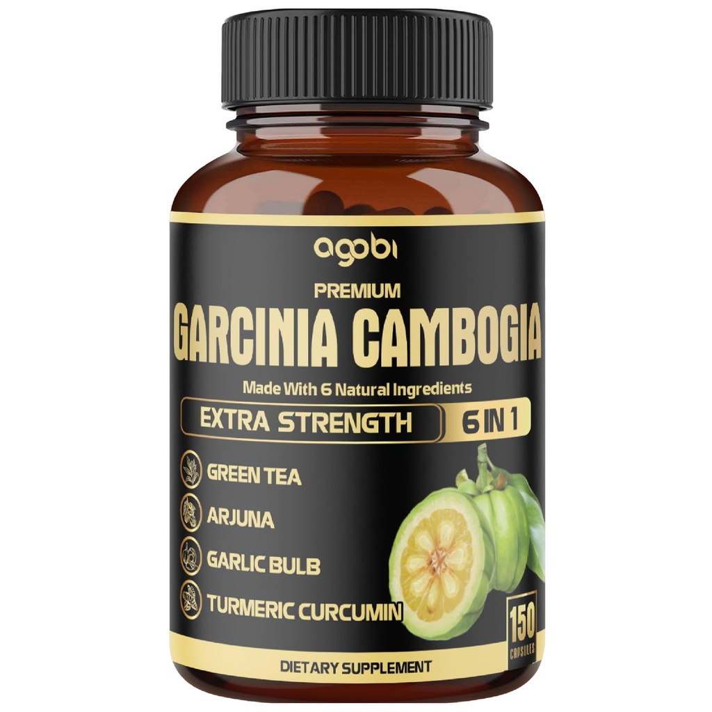 Premium Garcinia Cambogia Capsules with Green Tea, Arjuna, Garlic, Turmeric, Black Pepper