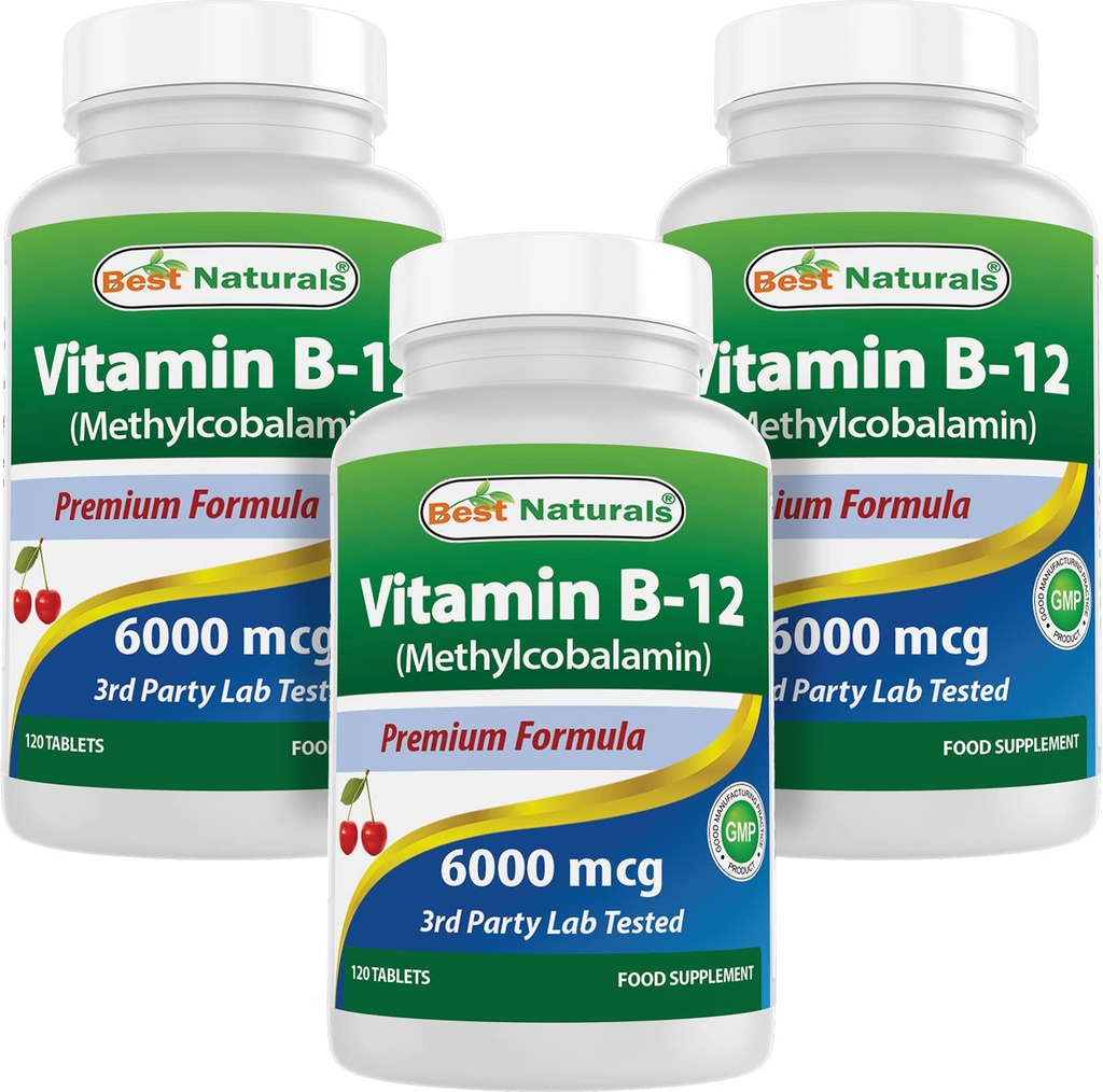 Terbaik Vitamin B-12 sebagai Methylcobalamin (Metil B12), 6000 mcg 120 Tablet Sublingual (120 Cacah (Paket 3))