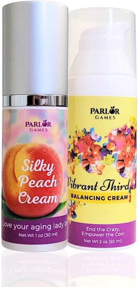 Menopause Rebalancing Bundle: Silky Peach Estriol Cream & Vibrant Third Progesterone Cream for Women. Estrogen & Progesterone Bioidentik untuk Flashes Hot, Dryness Vaginal, Issue & Brain