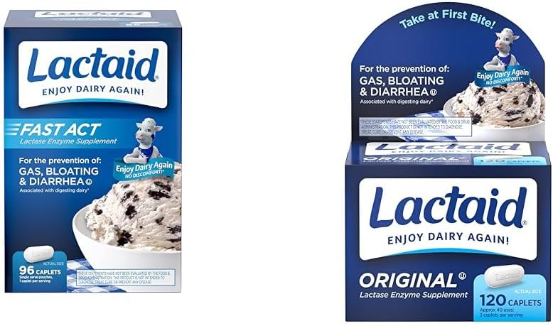 Lactaid Fast Act Laktosa Intoleransi Caplets with Lactase Enzyme & Original Energy Laktosa Intoleransi Caplets with Natural Lactase Enzyme