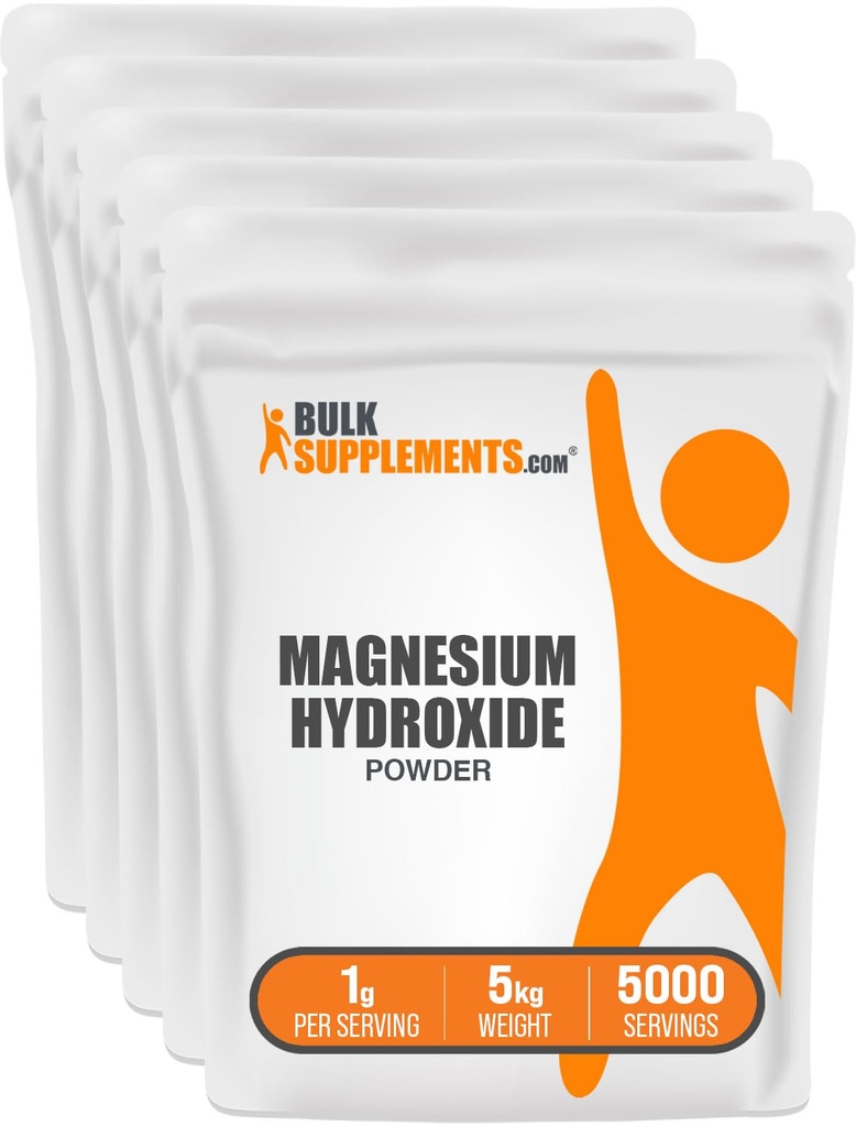 BulkSuplements.com Magnesium Hydroxide Powder - Magnesium Hydroxide Suplement - Food Grade & Gluten Free, 1g per Serving, 1kg (2.2 lbs) (Paket 5)