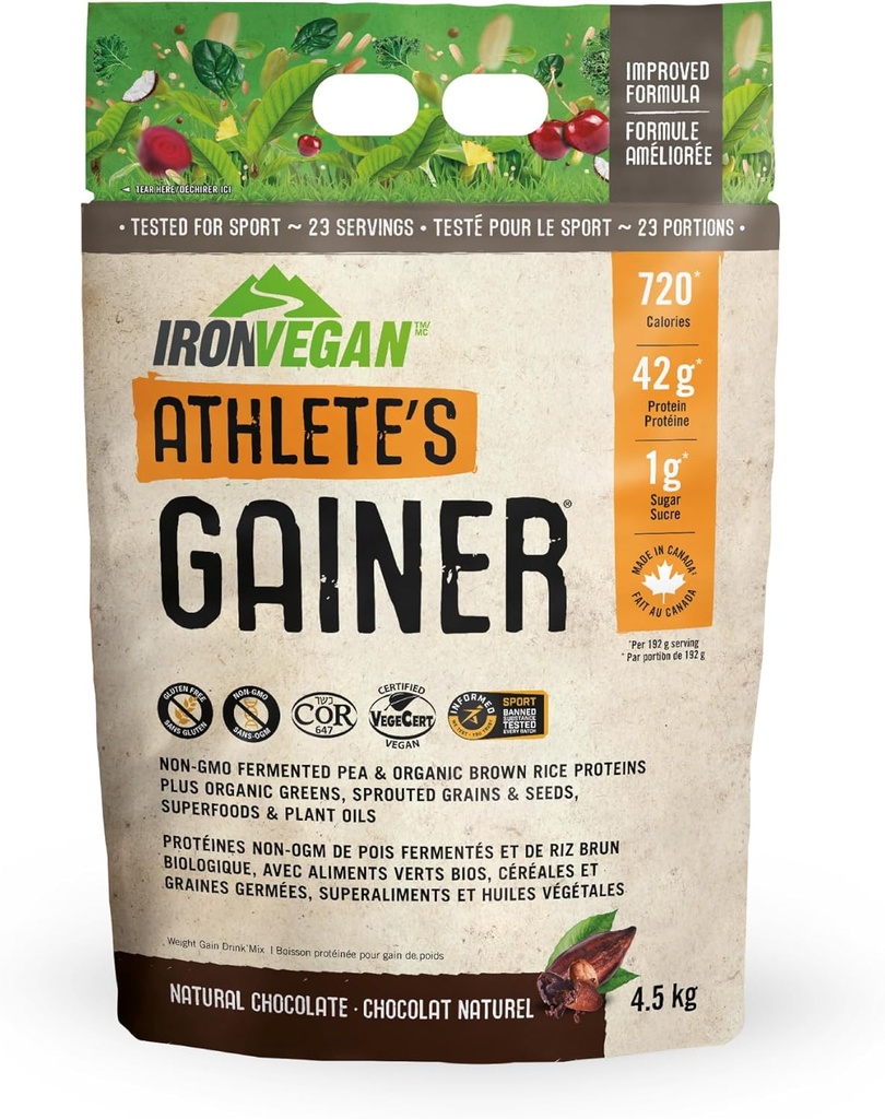 Iron Vegan Athlete 's Gainer-Natural Chocolate 4.5 kg