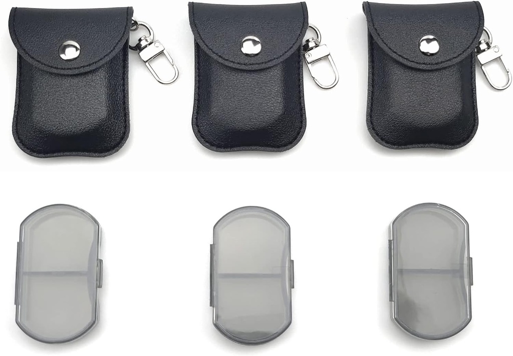 VOFOON 3 Pack Small Pill Organizer, Travel Pill Box for Purse, Keychain Pill Halder, Pocket Pill Container, 2 kali sehari Obat Vitamin Case, Kotak Minyak Ikan, Kotak Persediaan