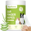 Ear Finger Wipes for Dogs & Cats, Thicker Dog Ear Cleaner Wipes, Natural Relief Cat Ear Cleaner Dog, Pet Health Suplies for Dog Small Animal Cat, Aloe Scent Deodorizing - 50 Count
