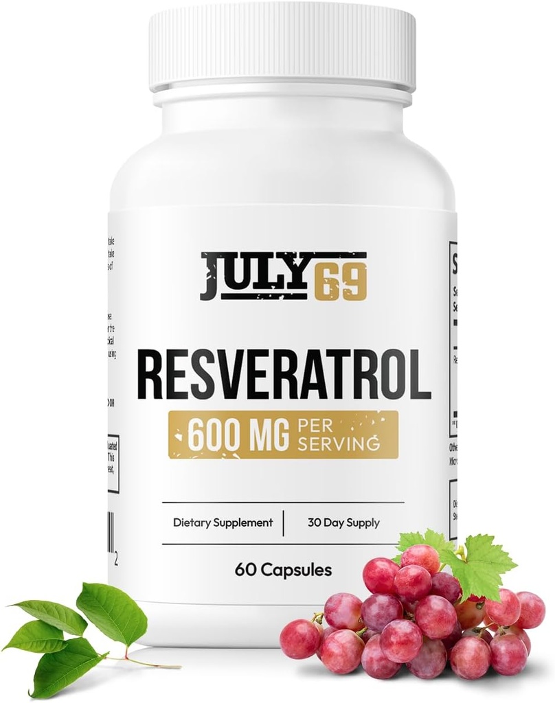 Resveratrol Capsules 600mg per Serving, Scan Antioxidant Dietary Kapsul, 60 Capsules dalam 1 Bottle, Dibuat di USA