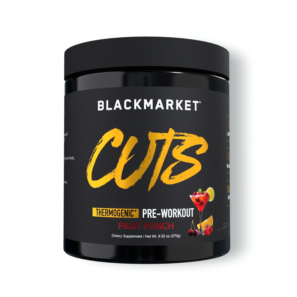 BLACKMARET CUTS Pre Workout - Thermogenic Energy & Focus Powder for Men & Women, Fat Metabolism, Muscle Definition, Creatine Free, 30 Servings (Fruit Punch)