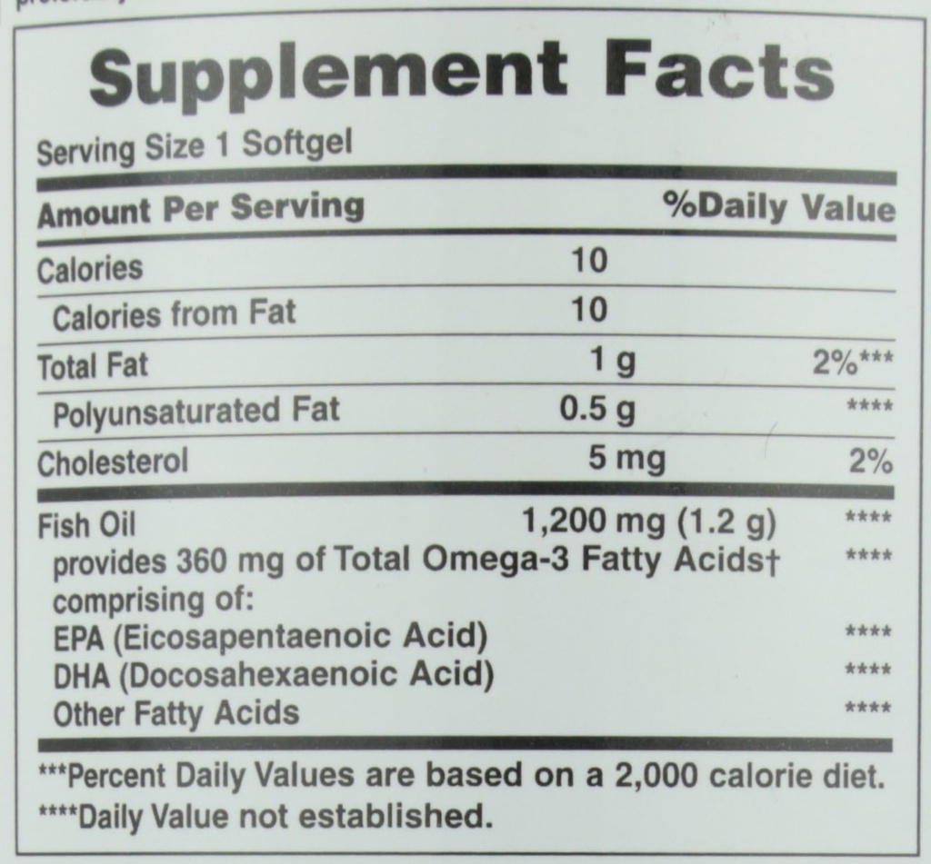 Nature 's Bounty Fish Oil, Supports Heart Health, 1200 Mg, Rapid Lease Softgels, 200 Ct (Paket 2)