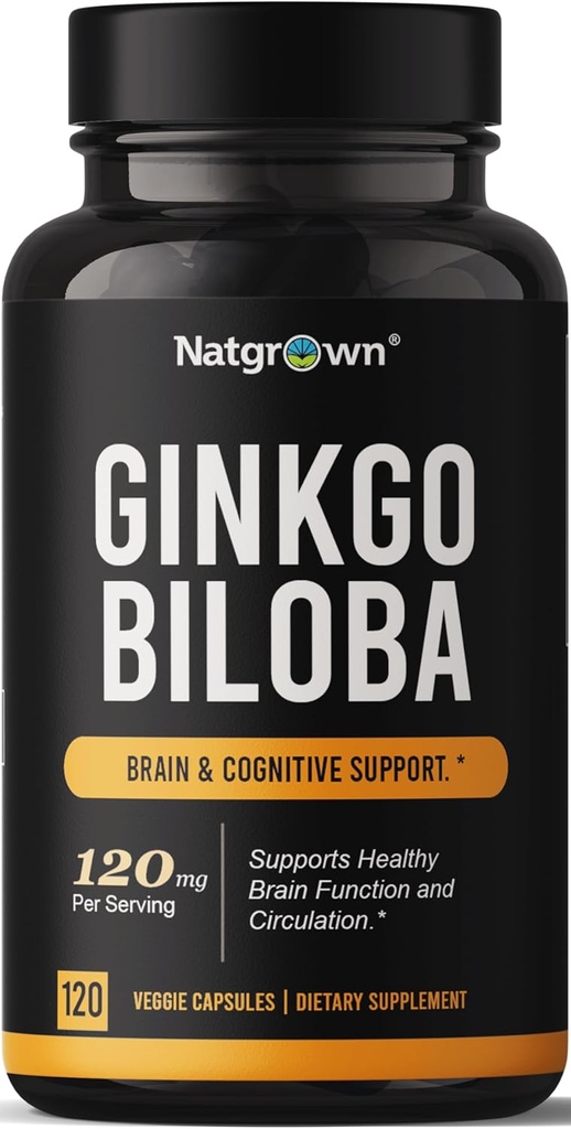 Natgrown Ginkgo Biloba 120mg - Ekstra Kekuatan Ginkgo Biloba Capsules Extract - 120 Count