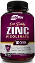 NutriFlair Zinc Picolinate 100mg, 120 Capsules - Vegan, Non- GMO, dibuat di Amerika Serikat, Test Lab Partai Third-