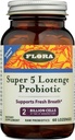 Flora - Super 5 Lozenge Probiotic, Raspberry Flavored Oral Probiotic, Good for Bad Breath, Five Strains with 2 Milyar CFU, Regain and Retain Gut Health, RAW, 60 Lozenges