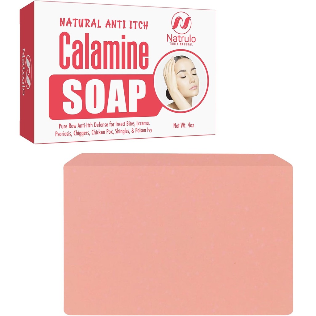 Natural Fast Act Itch Relief Soap Bar - Calming Calamine Soap untuk Itchy Skin, Insect Bite, Eczema, Ivy Rash, Chicken Pox - Pure Raw Anti- Itch Defense Cleansing Skincare - Dibuat di USA