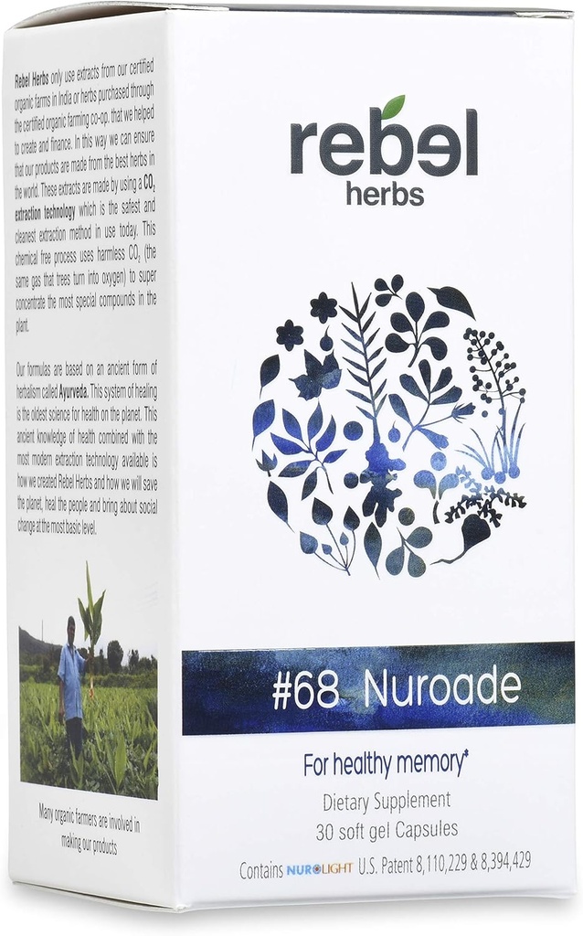 # 68 Nuroade Capsules Brain Supplement Nootropics Booster - Enhance Focus, Boost Concentration, Importrasi Memory & Clarity, Mind Enhancement, IQ Improvement with Basopa and Celastrus