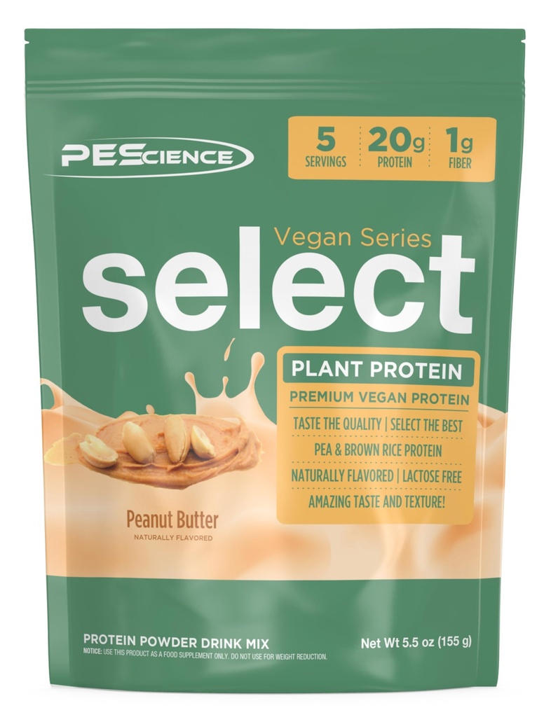 Pescience Pilih Bubuk Protein Vegan, Tanaman Based Protein Powder, Amazing Taste, Smooth Texture, Pea and Brown Rice Blend, Dairy Free, Laktosa Bebas, Gluten Free - Peanut Butter Delight, 5 Servis