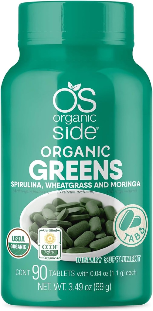 Organ Hijau (Spirulina, Wheatgrass & Moringa) 90 Tablet - Rich in Vitamin dan Mineral - Super Hijau 1100 mg - Sertifikasi USDA - Non GMO - Vegan