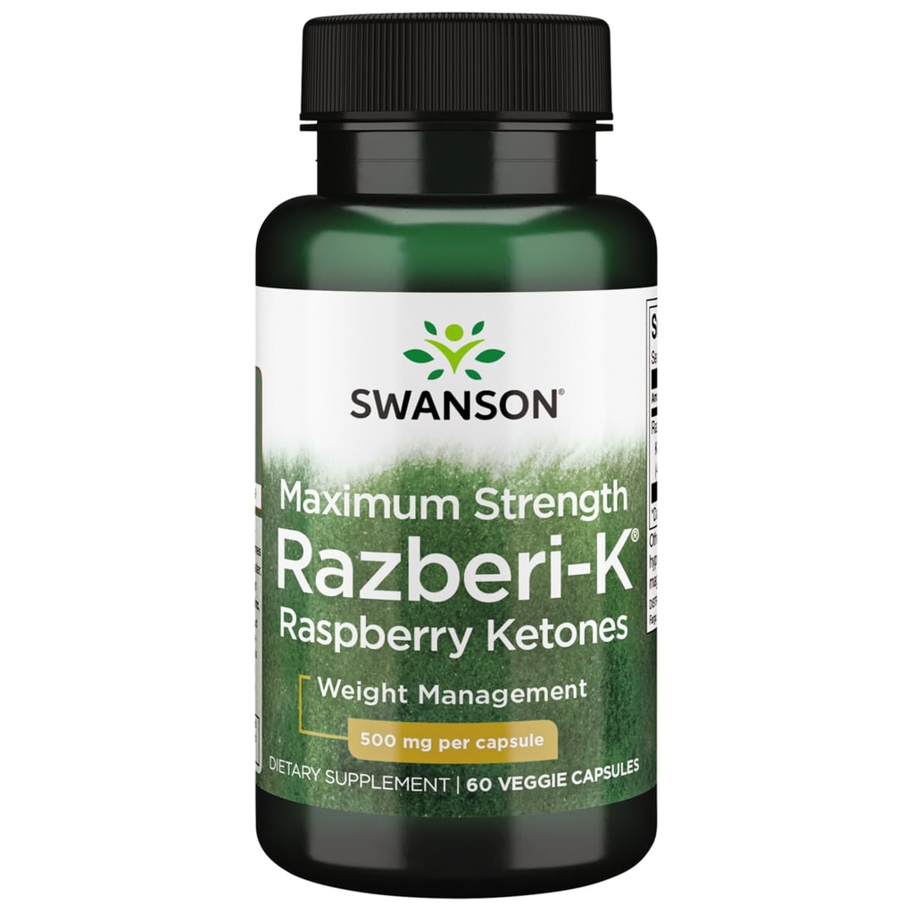Swanson Maksimum Kekuatan Razbereri- K 500 Juta 60 Veg Capsules