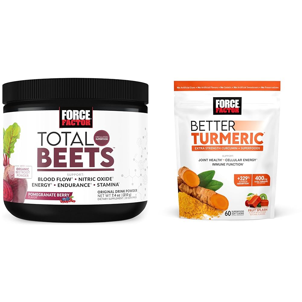 Paksa Factor Total Beats Nitric Oxide Powder untuk Circulation dan Gabungan Mendukung Chews dengan Curcumin Turmeric untuk Kekuatan Ekstra