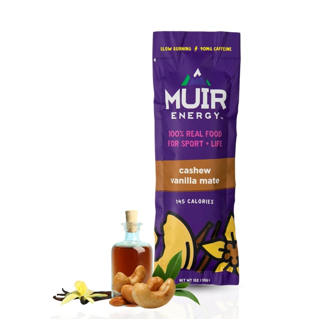 MuIR Caso Vanilla Mate Real Food Gel - 10 Count 124; Vegan Organik Paleo-GMO GMO GMO Gel Free Slow Slow Endurance Gel; Clean Energy for Runners Cycists & Athletes 124; Tidak ada Flavors Artificial