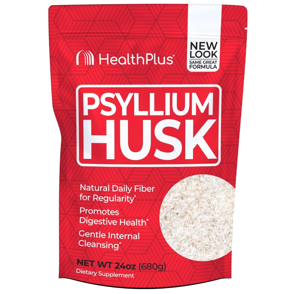 Kesehatan Plus, Psyllium Husk, 24 oz, 96 pelayan - Detox Natural, Tambahan Obat Diet Harian, Pelestarian Konstitasi, Cleanse Lembut Gut, Baking Keto