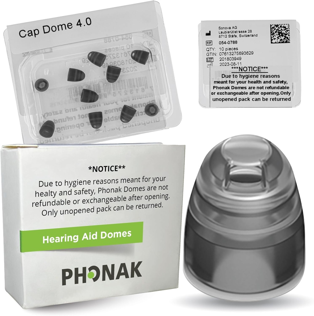 Phonak Cap 4.0 Dome XSmall (0.18 inch = 4.5mm) -Genuine OEM Swiss penempatan ulang oleh Sonova, Mendengar Aid Domes untuk Very Narrow Ear Sizes- 1 Pack / 10 Domes Total