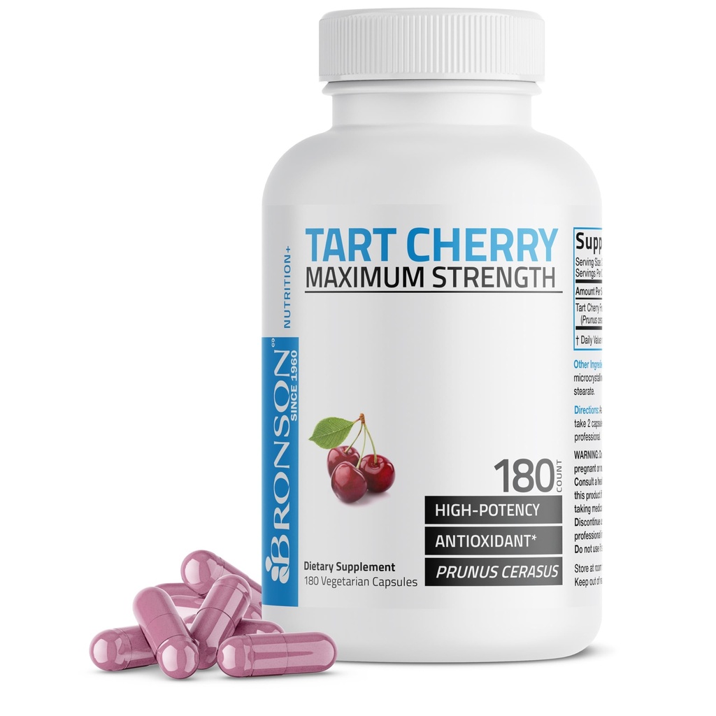 Bronson Tart Cherry Maximum Kekuatan 7600 mg, 180 Vegetarian Capsules (90 Pelayan)