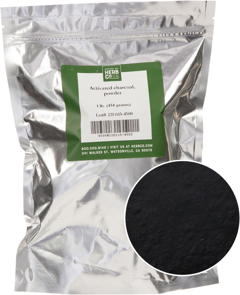 MONTEREY BAY HERB CO. Diaktifkan Pawder Arang 126; Gunakan untuk Perawatan Tubuh, Topeng Wajah, Pasta Gigi (1lb)