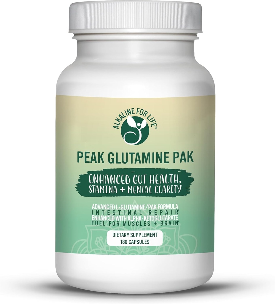 Peak Glutamine PAK 180 Capsules L Glutamine dengan pyridoxal Alpha- keotglutate untuk secara efisien Recycle L- glutamine for Optimal Gut Health Benefit