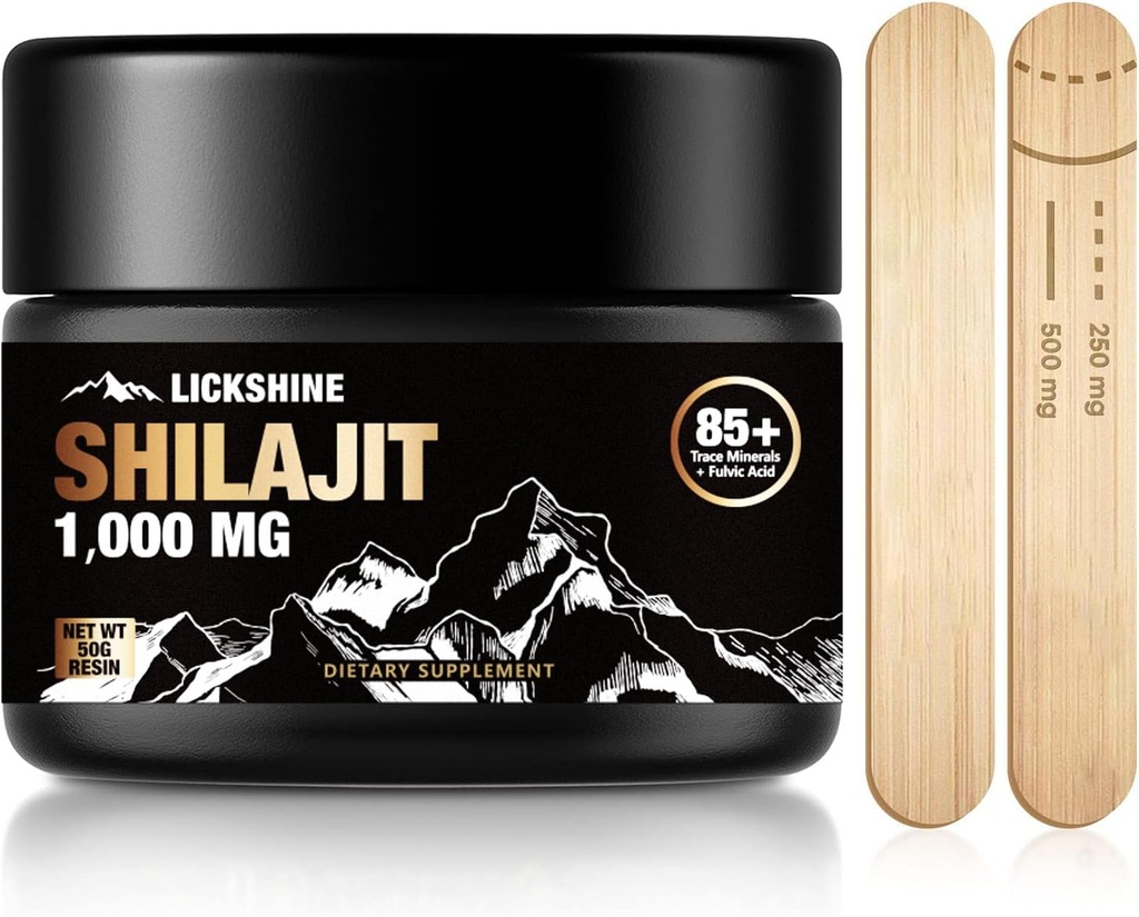 1 Pack Shilajit Pure Himalaya Shilajit Resin dengan Fulvic Acid, 1000mg Potency Maximum Organic Shilajit dengan 85 + Trace Minerals Suppplemen Gel, Dukung Energy & Immune System - 50g