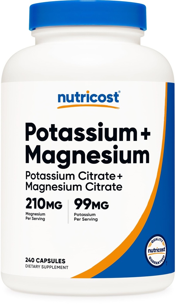 Kalium Nutricloses (99 mg) Magnesium (210 mg) Citrate, 240 Capsules - Non-GMO, Gluten Free