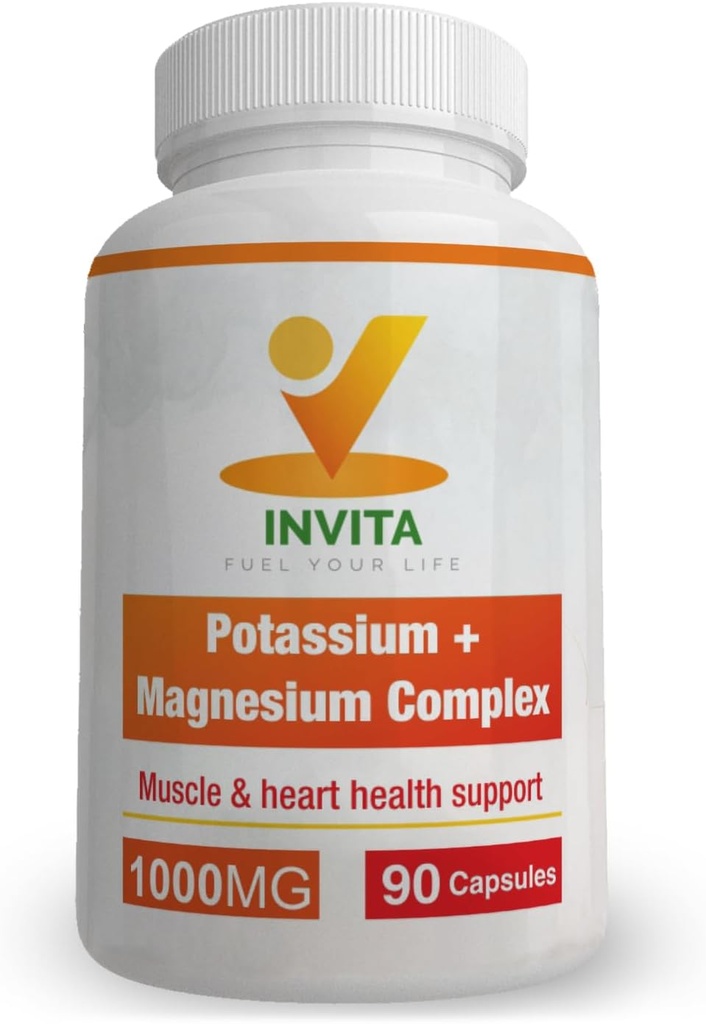 Kompleks Potasium Ninita Magnesium 1000 MG untuk Dukungan Leg & Muscle I (90 Kapsul) - Potasium Absorpsi Tinggi Aspartate dengan Magnesium Aspartate Oxide Glycinate Gluconate & Cap