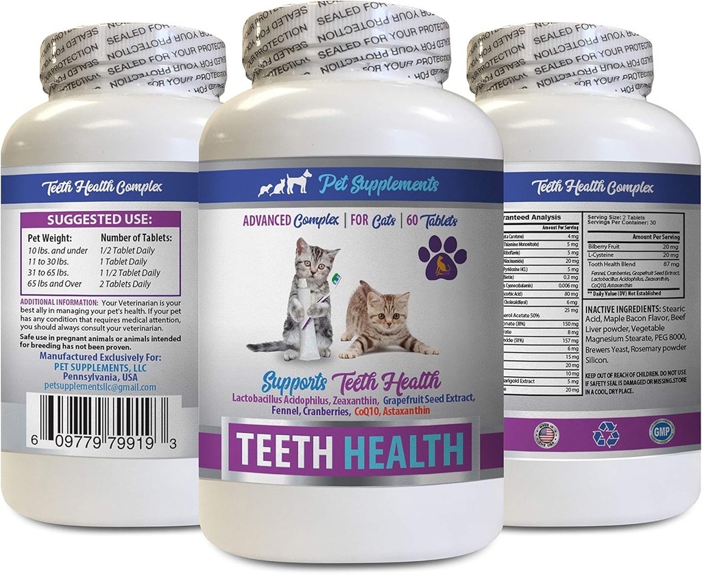Bad Breath cat Treats - CAT Teeth Health - Advanced Mouth Health Complex - Ammune Boost - biotin for Cats - 1 Bottle (60 Tablet)