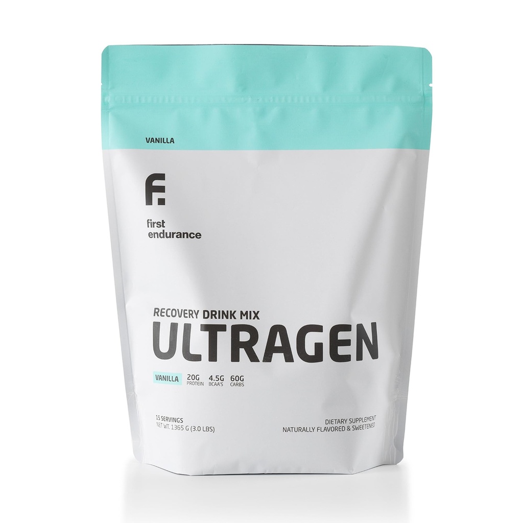 ENDURANCE PERTAMA Ultragen Recout Powder, Protein Mix, Boosts Energy, Mempercepat Pemulihan 124; Vanilla, 15 Hamba