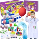 UNGLINGA 30 Eksperiments Science Kit for Kids with Lab Coat, Chemistry Set STES Toys Birthday Gifts for Boys Girls, Scientist Costume Pole Play Tools Educalying Set