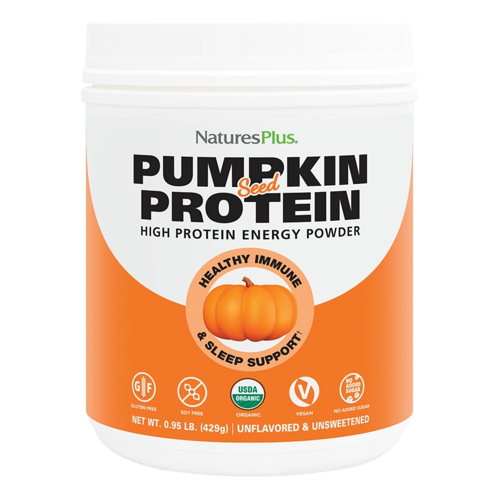 NaturresPlus Organic Pumpkin Protein - .95 lbs Vegan Powder - High Energy Protein Suplemen, Promestees Prostate Health, Soothes Menstrual Discomfort