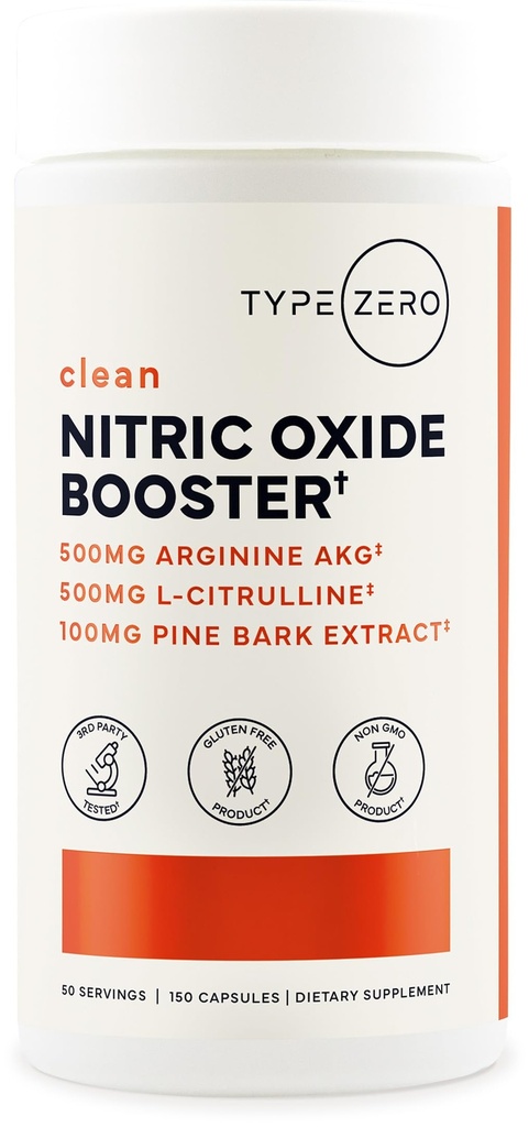 Tipe Zero Nitric Oxide 6X Booster, 150 Veggie Kapsul - Suplemen Alam - Beetroot, Arginine AKG, Citrulline, Pine Bark, Garlic & VIT C 124; Nitrous Okide