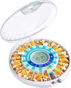 Daviky Automatic Pill Dispenser untuk Yang Mulia dengan Alarm, 28-Day Elektronic Locked Pill Box, Sound & Light Reminders for Medication, Vitamin, and Suplemen