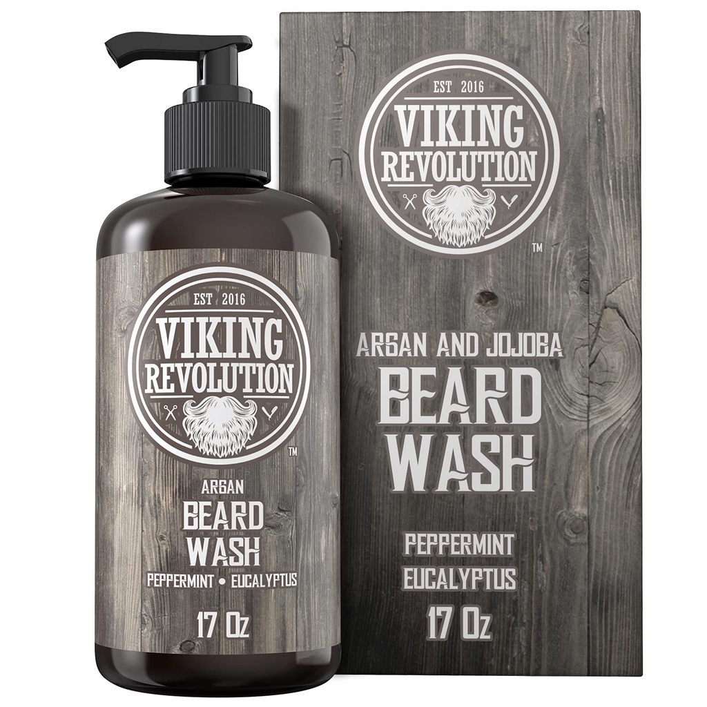 Shamomew / Argan & Jojoba Oil - Softens & Strengthens - Natural Peppermint dan Eucalyptus Scent - Beard Shampow / Beard Oil (17 oz Shamperd)