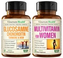 Glucosamin Chondroitin Turmeric + Multivitamin for Women 2-Bottle Supplement Bundle untuk Her.