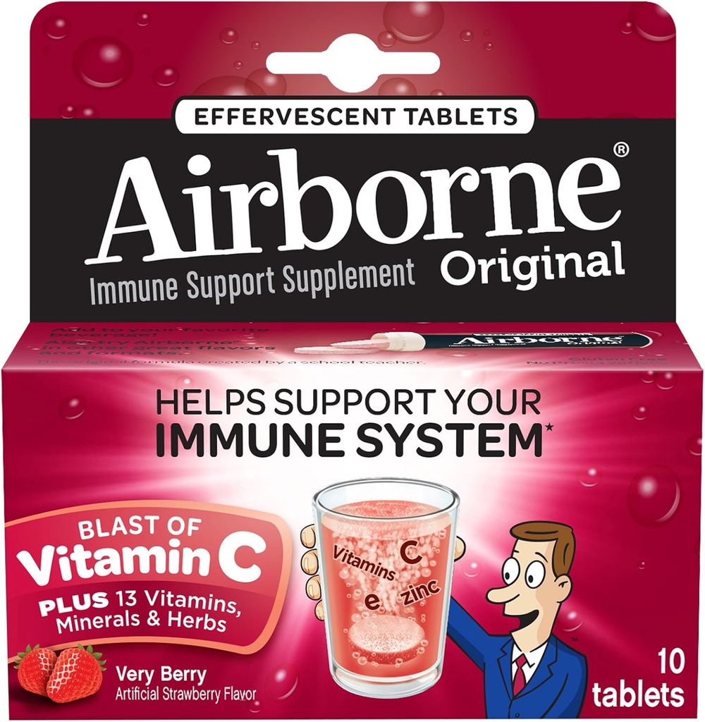Tambahan Dukungan Immune Airborne, Sangat Berry, 10 Cacah