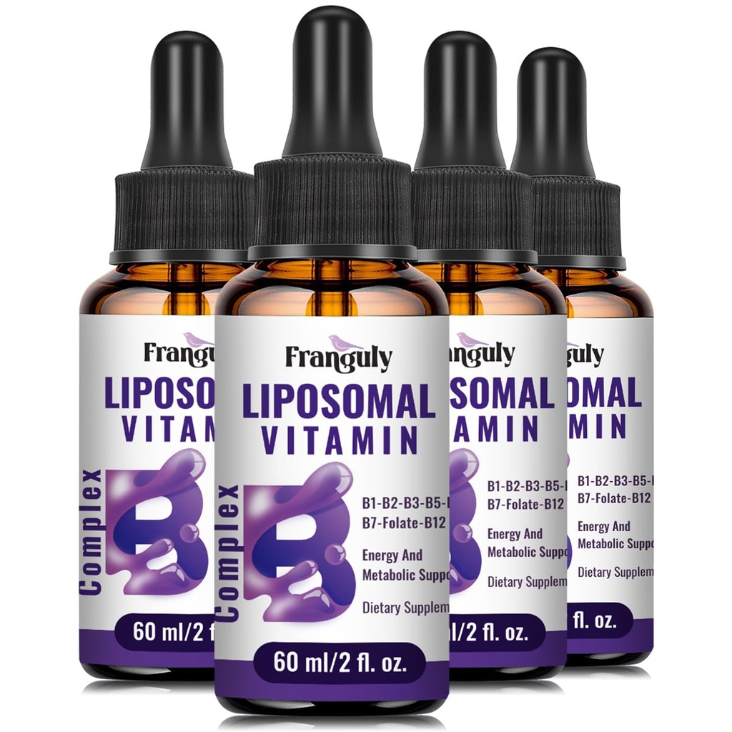 Lipomal Vitamin B Liquid Sublingual B Sublingual Tambahan Vitamin Bagi Perempuan Pria Peningkatan Metode Absorpsi B12, B1, B2, B3, B5, B6, Flolate, Biotin untuk Energi dan Imune Oz
