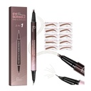 2-in-1 Curved Eyebrow Pen dan Eyeliner dengan 10Pcs Brow Stallion, Microblading Eyebrow Pencil dengan 4 Fork-Tip dan Curved Precise Tip, Waterproof dan Long Lasting Eyebrow Pensil untuk Perempuan, Soft Brown