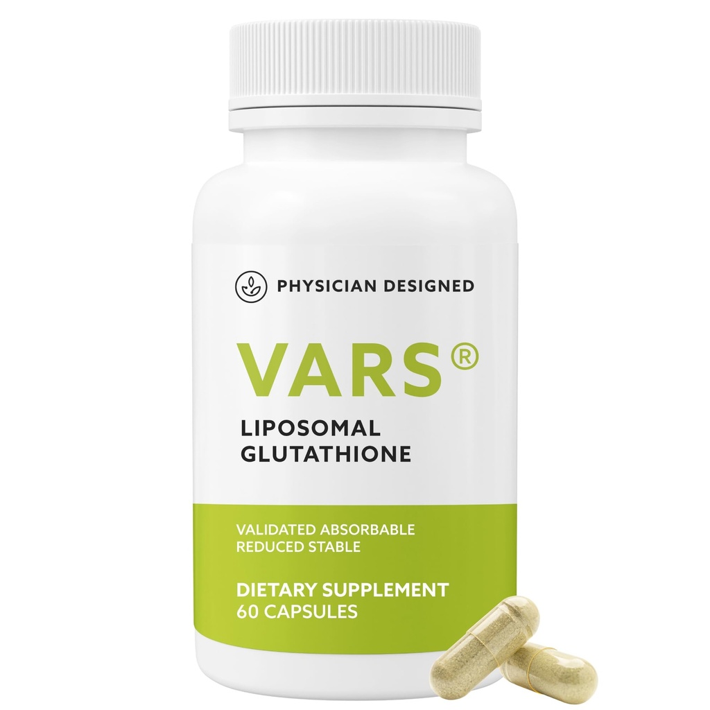 Physician Designed VARS Liposal Glutathione Capsules - Patenating Antioxidant Diwedding Suplemen, Anti- Aging, Detoksifikasi, Membentengkan Sistem Imune, Manajemen Energi Skin Brightening, 60 count