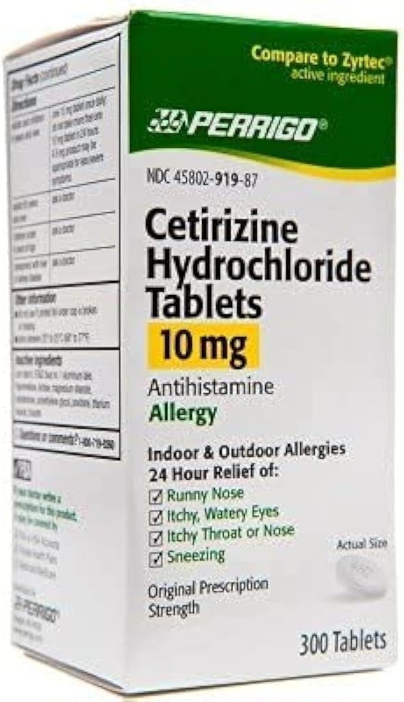 Perrigo Cetirizine Hydrochloride Tablets 10mg, 300.000-Count