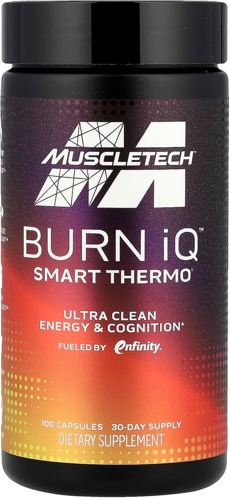 MuscleTech Burn iQ Thermo Tambahan bahan bakar dengan Paraxanthy Enhanced Energy & Cognition for Men and Women 100 Count
