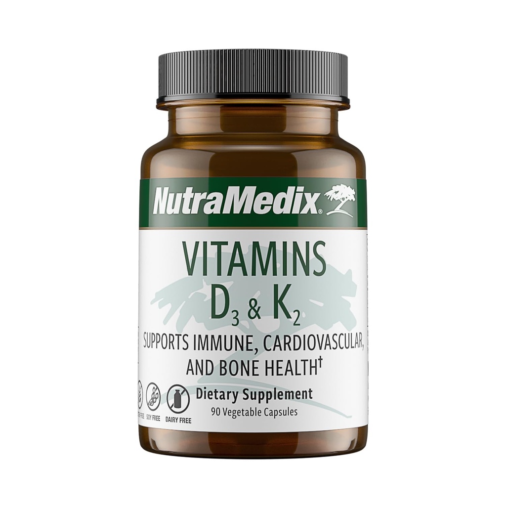 NutraMedix Vitamin D3 dan K2 Imune Supplement for Women & Men - Help Support Heart Health - Can Assist with Kalsium Metabolisme (90 Kapsul)