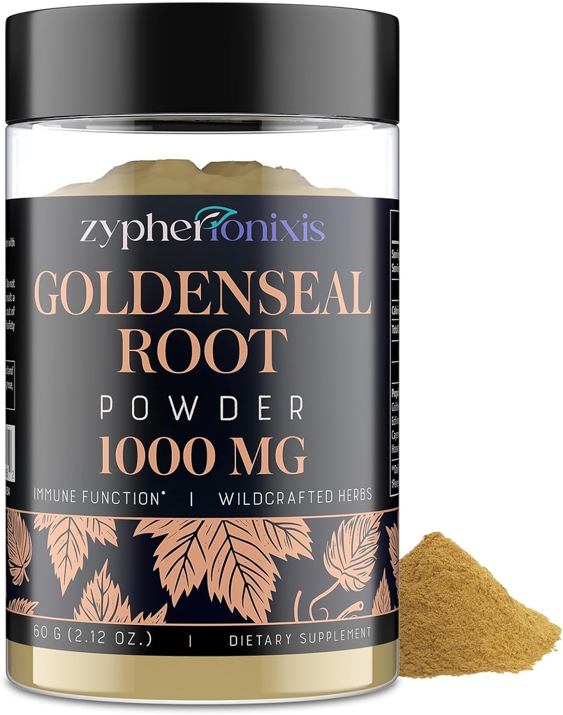 Goldenseal Root Powder Organic 1000 mg - Goldenseal Powder Suplement for Imune & Gut, Pure & Natural Herbal Goldenseal Suplemen, Gluten Free - 60 Servings NAS1 Botle